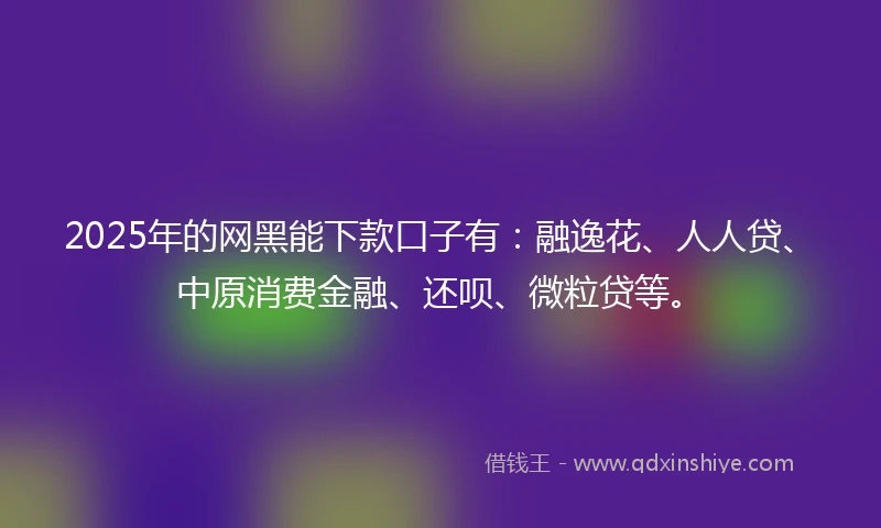 2025年的网黑能下款口子有：融逸花、人人贷、中原消费金融、还呗、微粒贷等。