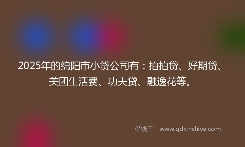 2025年的绵阳市小贷公司有：拍拍贷、好期贷、美团生活费、功夫贷、融逸花等。