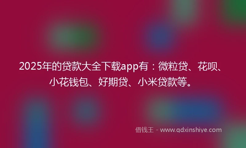 2025年的贷款大全下载app有：微粒贷、花呗、小花钱包、好期贷、小米贷款等。