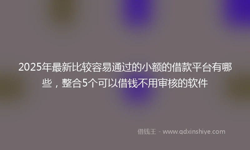 2025年最新比较容易通过的小额的借款平台有哪些，整合5个可以借钱不用审核的软件