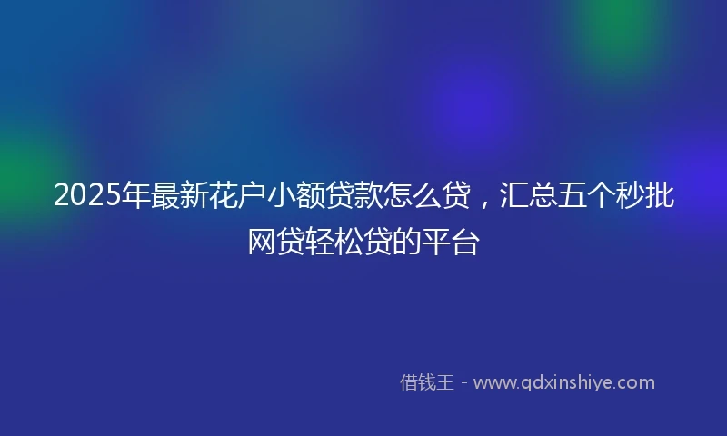 2025年最新花户小额贷款怎么贷，汇总五个秒批网贷轻松贷的平台