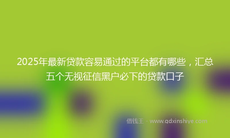 2025年最新贷款容易通过的平台都有哪些，汇总五个无视征信黑户必下的贷款口子