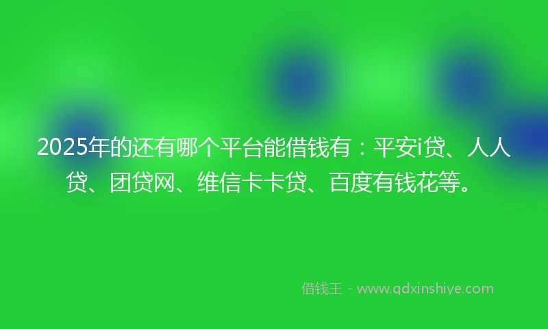 2025年的还有哪个平台能借钱有：平安i贷、人人贷、团贷网、维信卡卡贷、百度有钱花等。