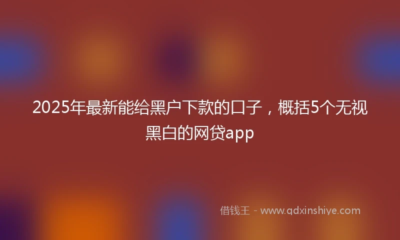 2025年最新能给黑户下款的口子，概括5个无视黑白的网贷app