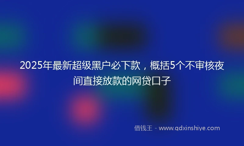 2025年最新超级黑户必下款,概括5个不审核夜间直接放款的网贷口子