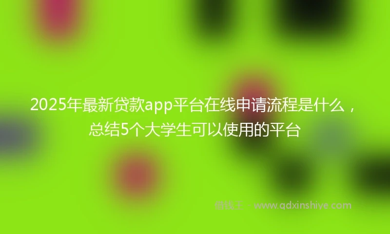 2025年最新贷款app平台在线申请流程是什么，总结5个大学生可以使用的平台