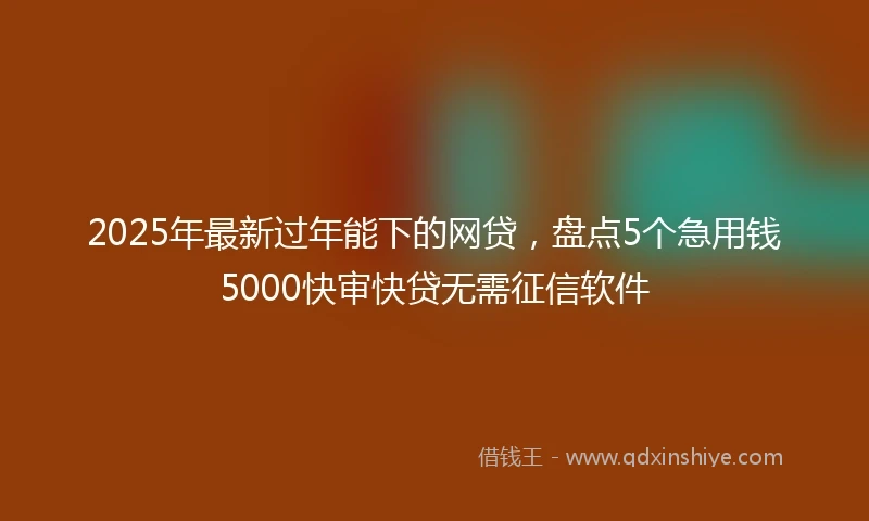 2025年最新过年能下的网贷,盘点5个急用钱5000快审快贷无需征信软件