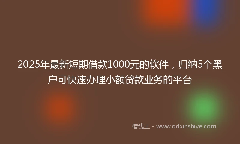 2025年最新短期借款1000元的软件，归纳5个黑户可快速办理小额贷款业务的平台