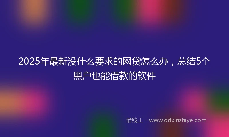 2025年最新没什么要求的网贷怎么办，总结5个黑户也能借款的软件