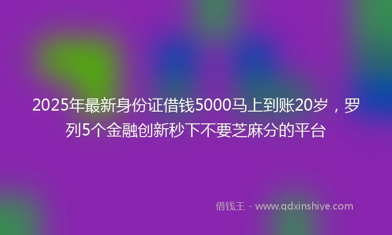 2025年最新身份证借钱5000马上到账20岁，罗列5个金融创新秒下不要芝麻分的平台