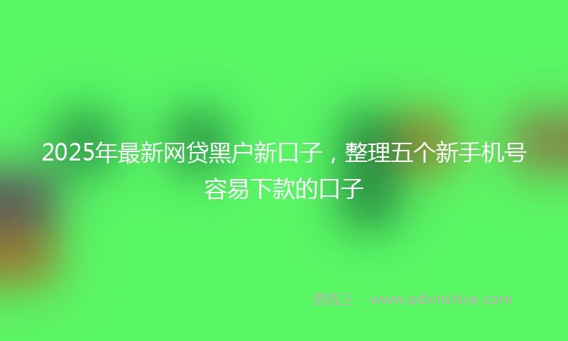 2025年最新网贷黑户新口子，整理五个新手机号容易下款的口子
