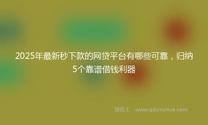 2025年最新秒下款的网贷平台有哪些可靠，归纳5个靠谱借钱利器