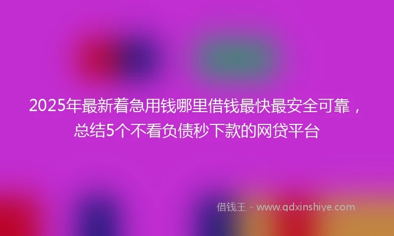 2025年最新着急用钱哪里借钱最快最安全可靠，总结5个不看负债秒下款的网贷平台