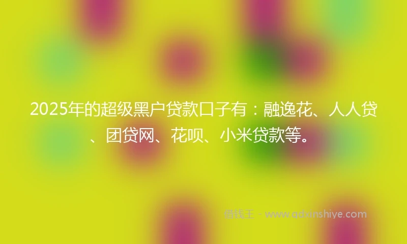 2025年的超级黑户贷款口子有：融逸花、人人贷、团贷网、花呗、小米贷款等。