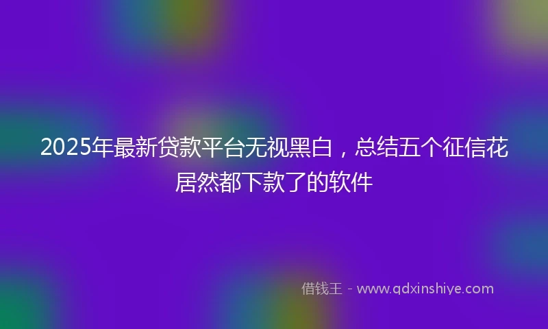 2025年最新贷款平台无视黑白，总结五个征信花居然都下款了的软件