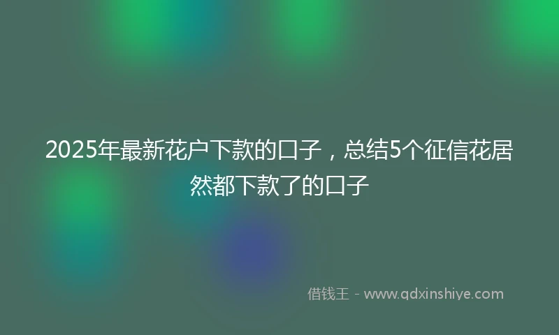 2025年最新花户下款的口子，总结5个征信花居然都下款了的口子
