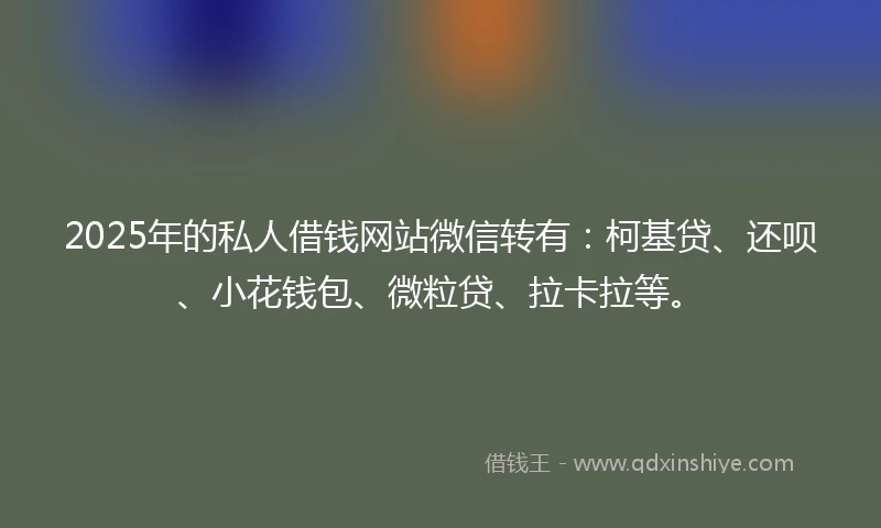 2025年的私人借钱网站微信转有：柯基贷、还呗、小花钱包、微粒贷、拉卡拉等。