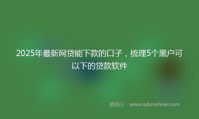 2025年最新网贷能下款的口子，梳理5个黑户可以下的贷款软件