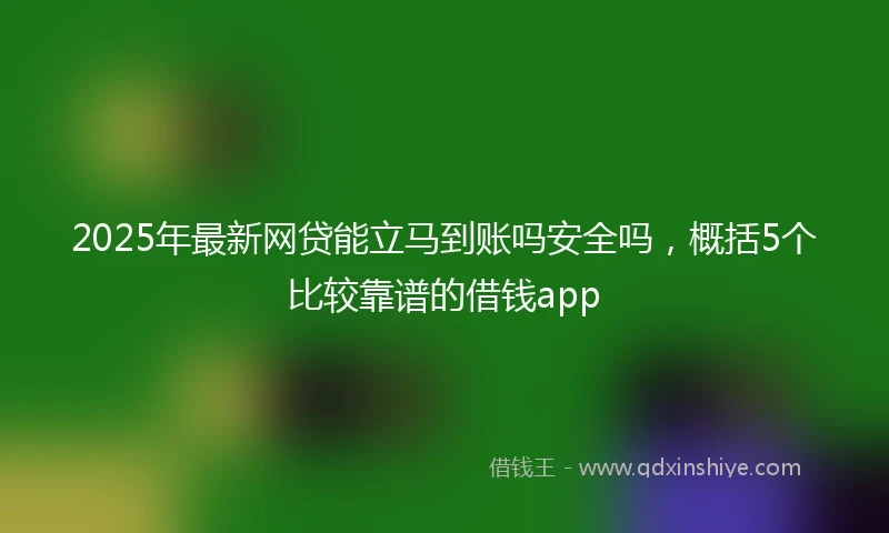 2025年最新网贷能立马到账吗安全吗，概括5个比较靠谱的借钱app