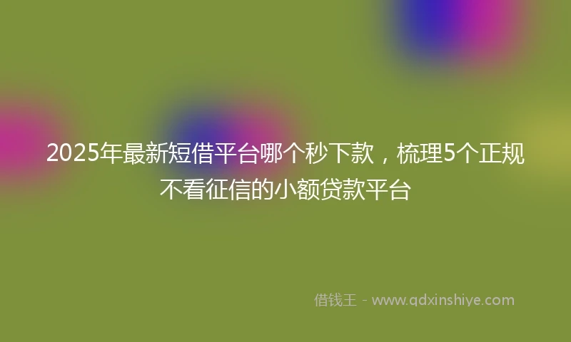 2025年最新短借平台哪个秒下款，梳理5个正规不看征信的小额贷款平台