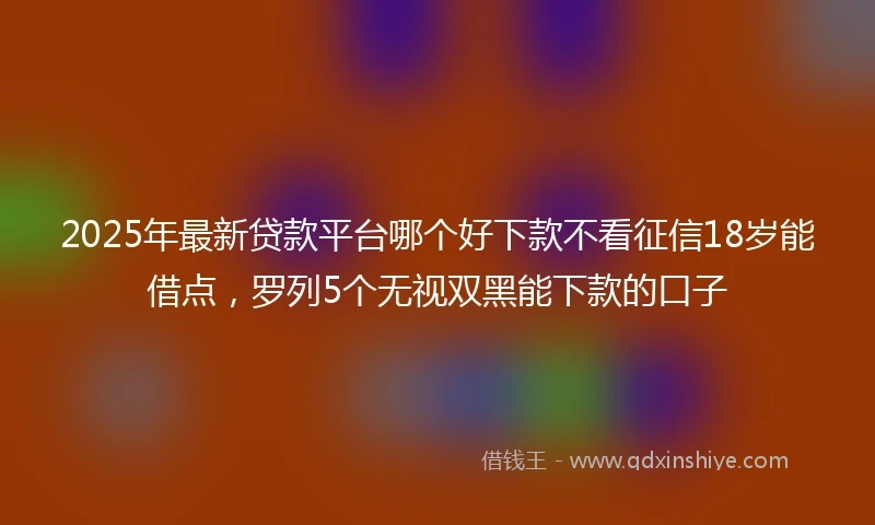 2025年最新贷款平台哪个好下款不看征信18岁能借点,罗列5个无视双黑能下款的口子