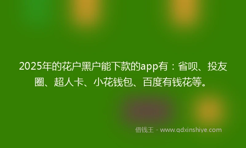 2025年的花户黑户能下款的app有:省呗、投友圈、超人卡、小花钱包、百度有钱花等。