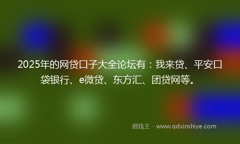 2025年的网贷口子大全论坛有：我来贷、平安口袋银行、e微贷、东方汇、团贷网等。