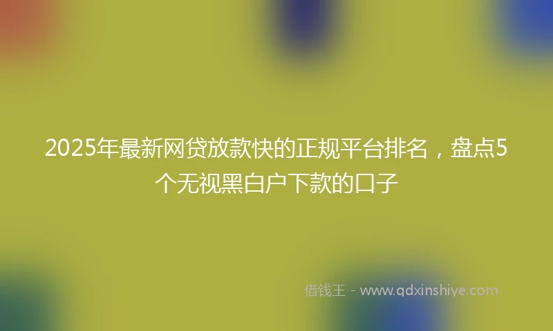 2025年最新网贷放款快的正规平台排名，盘点5个无视黑白户下款的口子