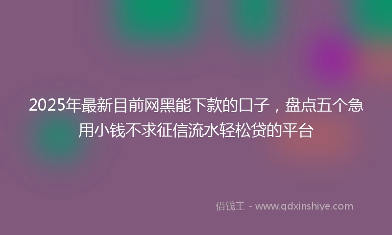 2025年最新目前网黑能下款的口子，盘点五个急用小钱不求征信流水轻松贷的平台