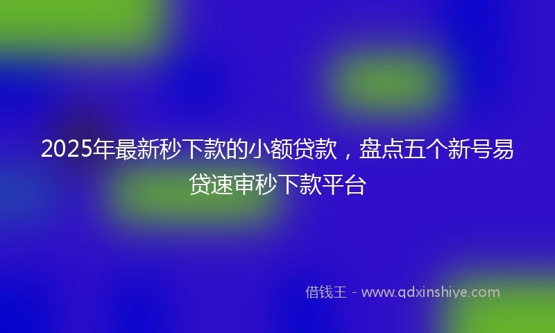 2025年最新秒下款的小额贷款，盘点五个新号易贷速审秒下款平台