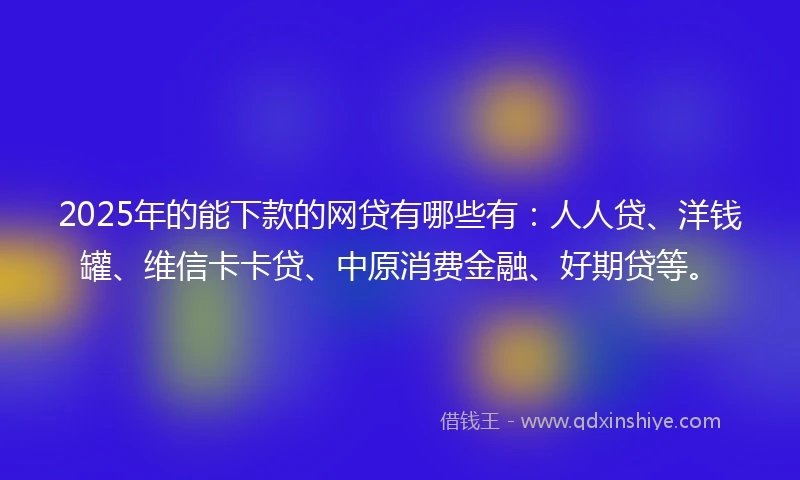 2025年的能下款的网贷有哪些有：人人贷、洋钱罐、维信卡卡贷、中原消费金融、好期贷等。