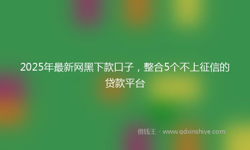 2025年最新网黑下款口子，整合5个不上征信的贷款平台