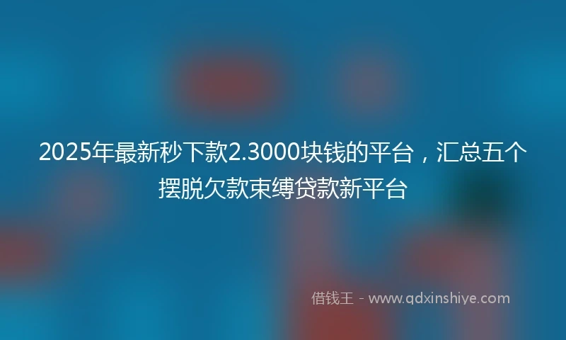 2025年最新秒下款2.3000块钱的平台，汇总五个摆脱欠款束缚贷款新平台