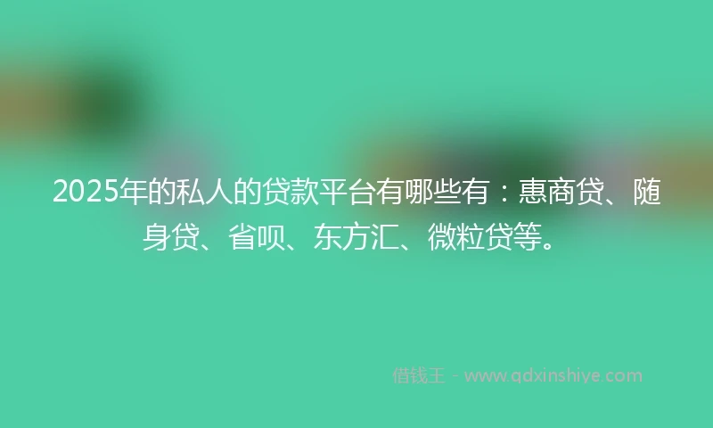 2025年的私人的贷款平台有哪些有：惠商贷、随身贷、省呗、东方汇、微粒贷等。