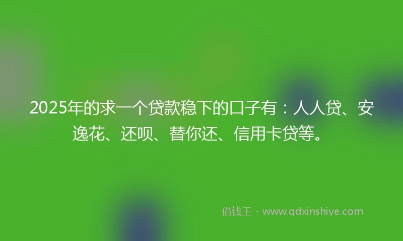 2025年的求一个贷款稳下的口子有：人人贷、安逸花、还呗、替你还、信用卡贷等。