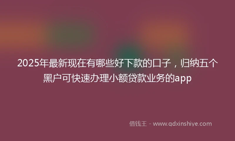 2025年最新现在有哪些好下款的口子，归纳五个黑户可快速办理小额贷款业务的app
