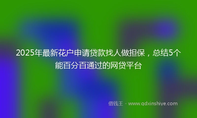 2025年最新花户申请贷款找人做担保，总结5个能百分百通过的网贷平台