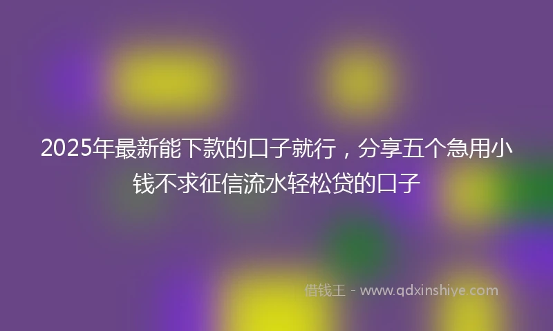2025年最新能下款的口子就行，分享五个急用小钱不求征信流水轻松贷的口子