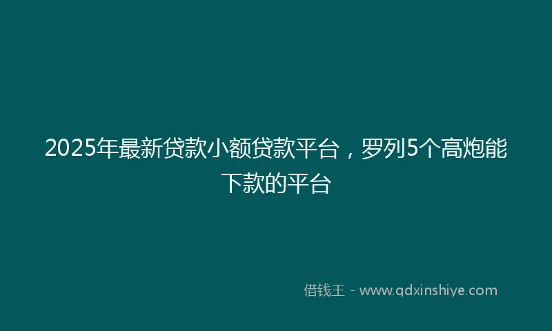 2025年最新贷款小额贷款平台，罗列5个高炮能下款的平台