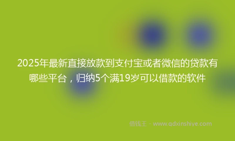 2025年最新直接放款到支付宝或者微信的贷款有哪些平台，归纳5个满19岁可以借款的软件