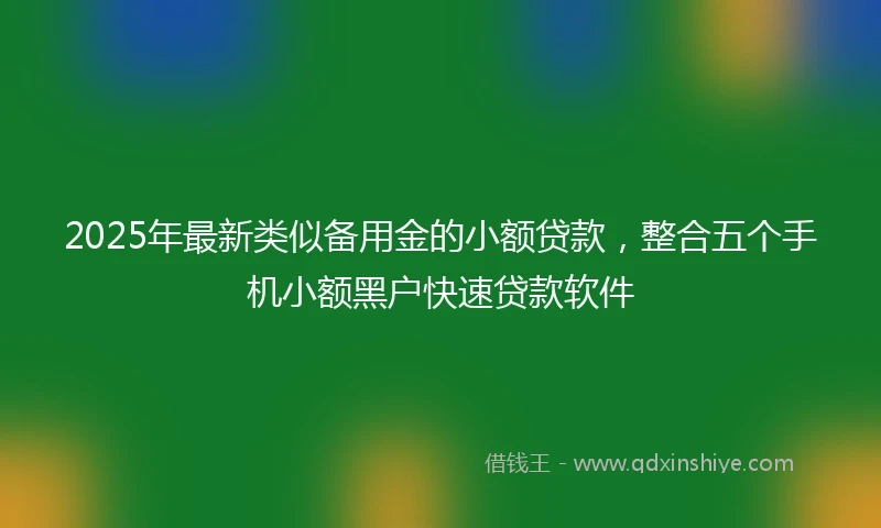 2025年最新类似备用金的小额贷款，整合五个手机小额黑户快速贷款软件