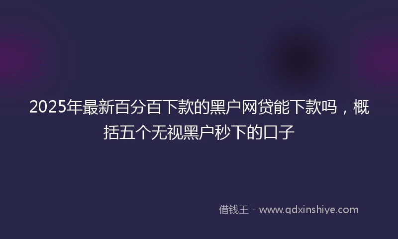 2025年最新百分百下款的黑户网贷能下款吗，概括五个无视黑户秒下的口子