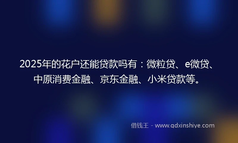 2025年的花户还能贷款吗有：微粒贷、e微贷、中原消费金融、京东金融、小米贷款等。