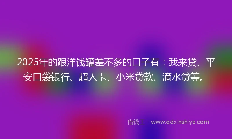 2025年的跟洋钱罐差不多的口子有：我来贷、平安口袋银行、超人卡、小米贷款、滴水贷等。