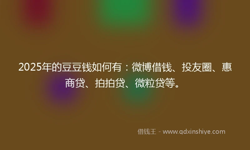 2025年的豆豆钱如何有：微博借钱、投友圈、惠商贷、拍拍贷、微粒贷等。