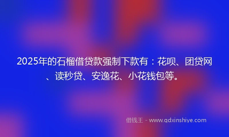 2025年的石榴借贷款强制下款有：花呗、团贷网、读秒贷、安逸花、小花钱包等。