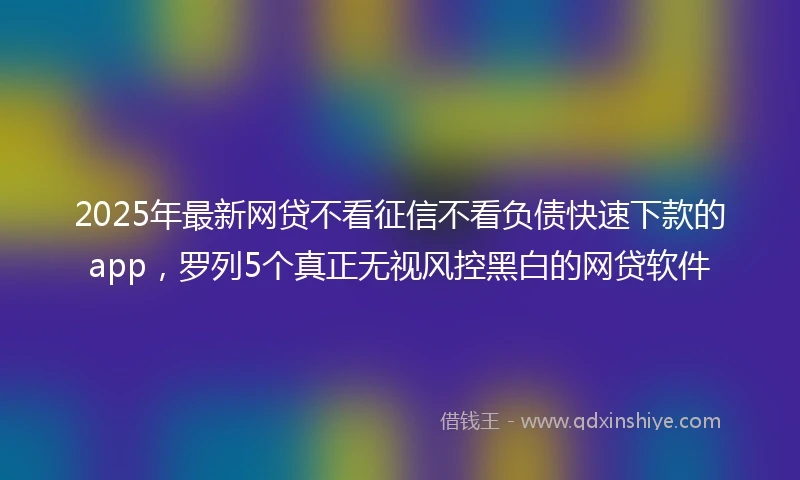 2025年最新网贷不看征信不看负债快速下款的app，罗列5个真正无视风控黑白的网贷软件
