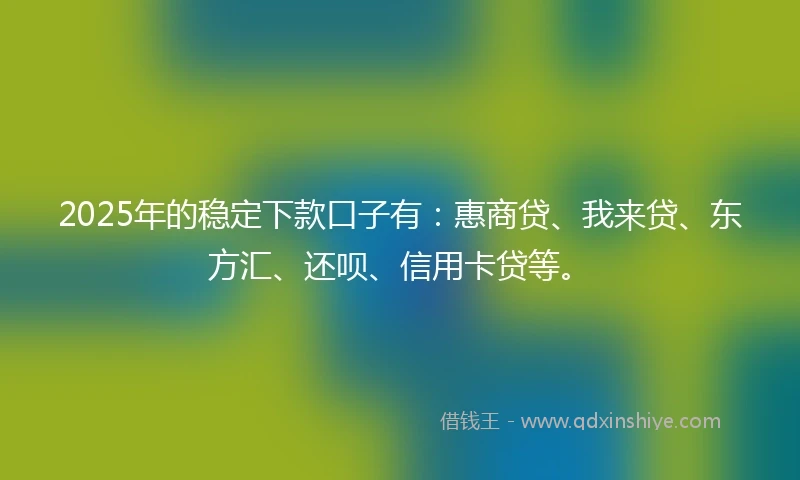 2025年的稳定下款口子有：惠商贷、我来贷、东方汇、还呗、信用卡贷等。
