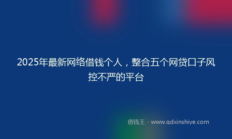 2025年最新网络借钱个人，整合五个网贷口子风控不严的平台
