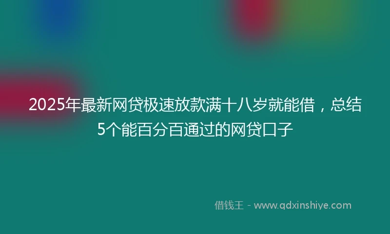 2025年最新网贷极速放款满十八岁就能借，总结5个能百分百通过的网贷口子